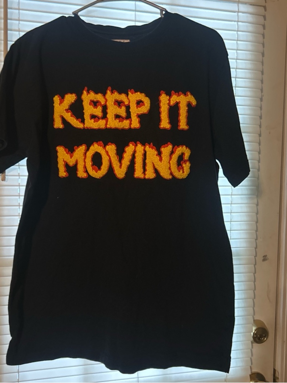 Revolution Black Tee with Orange and Yellow Flame Graphic